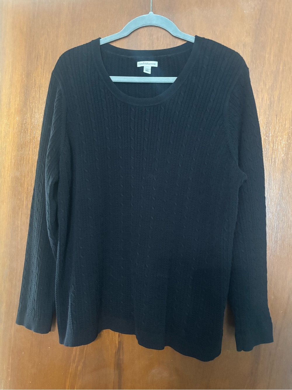 croft & barrow Black Cable Knit Scoop Neck Sweater